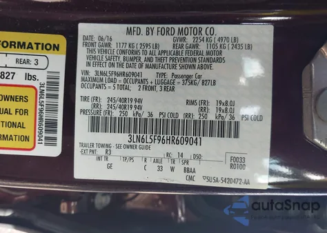 2017 Lincoln Mkz Reserve z USA, uszkodzony, nr VIN 3LN6L5F96HR609041